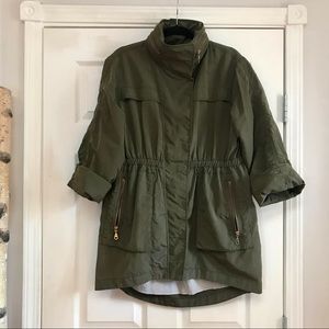 Army green,spring weight rain jacket.